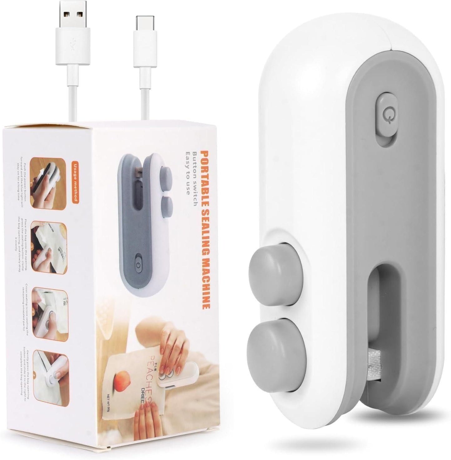 Portable Mini Sealing Machine 2-in-1 – USB Rechargeable Magnetic Bag Sealer with Cutter