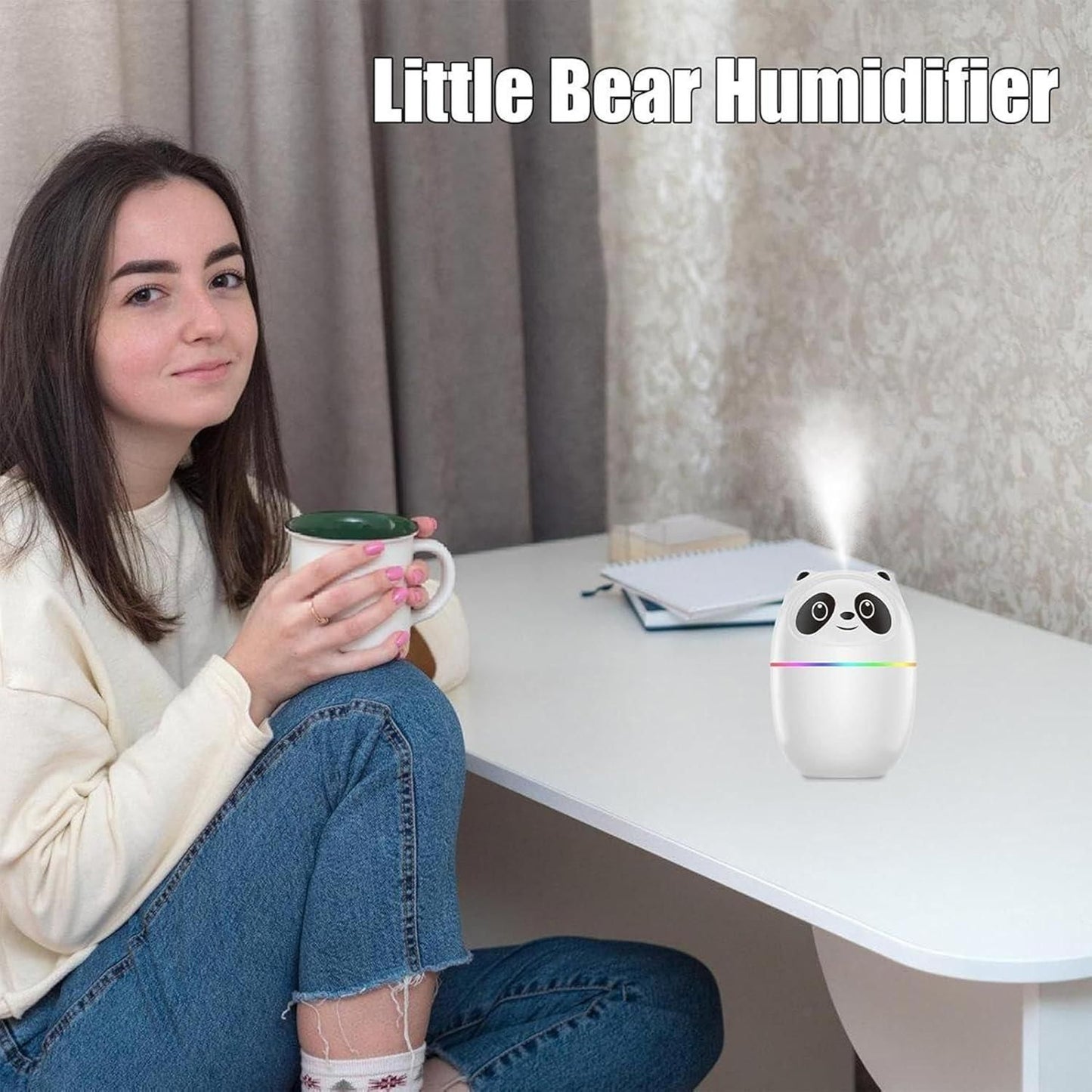 Mini Cute Panda Cool Mist Humidifier – 220ml
